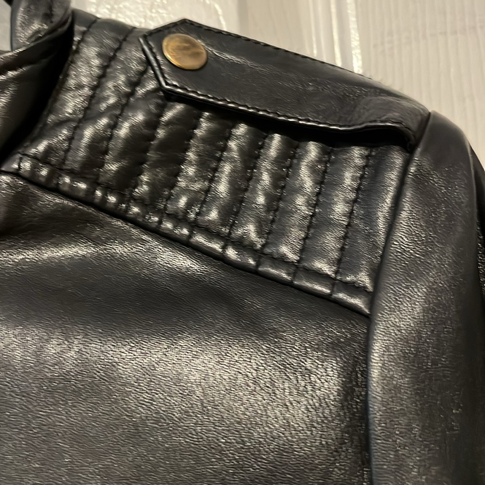 Whet Blu Black Real Leather Motorcycle Jacket & brass embellishments very cool - Picture 3 of 4